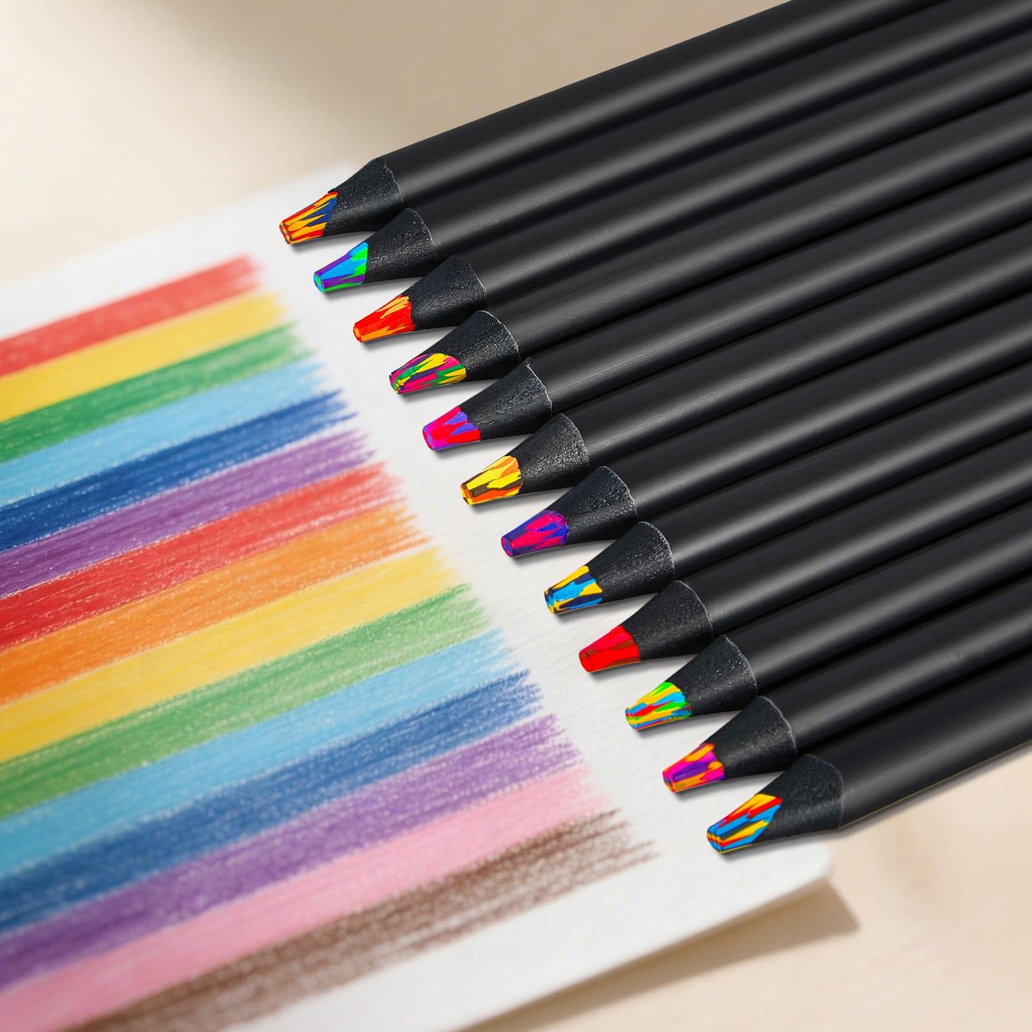 FUAOIS Rainbow Colored Pencils 12-Pack – Valentines Day Gifts for Kids & Teens, Classroom Art Supplies
