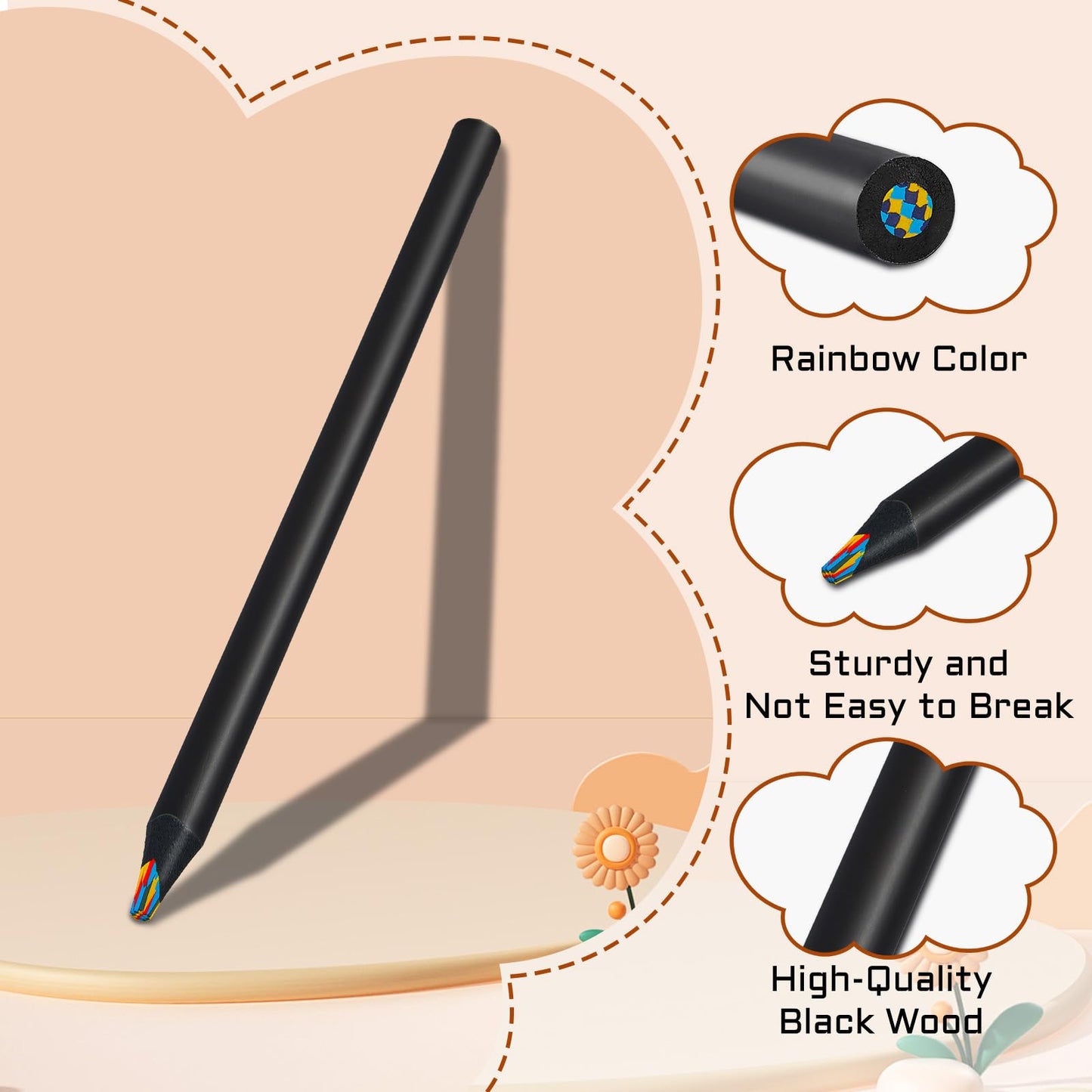 FUAOIS Rainbow Colored Pencils 12-Pack – Valentines Day Gifts for Kids & Teens, Classroom Art Supplies