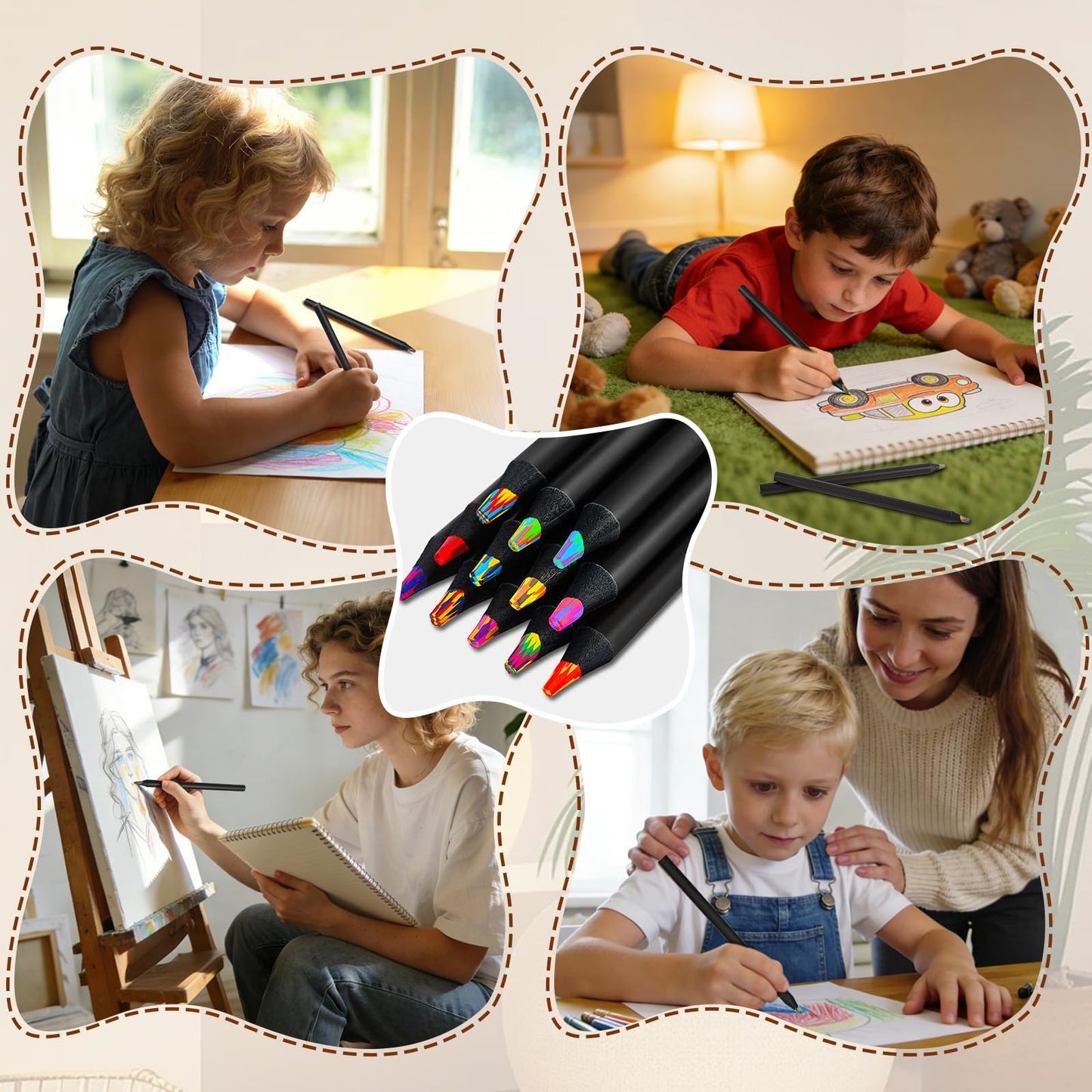 FUAOIS Rainbow Colored Pencils 12-Pack – Valentines Day Gifts for Kids & Teens, Classroom Art Supplies