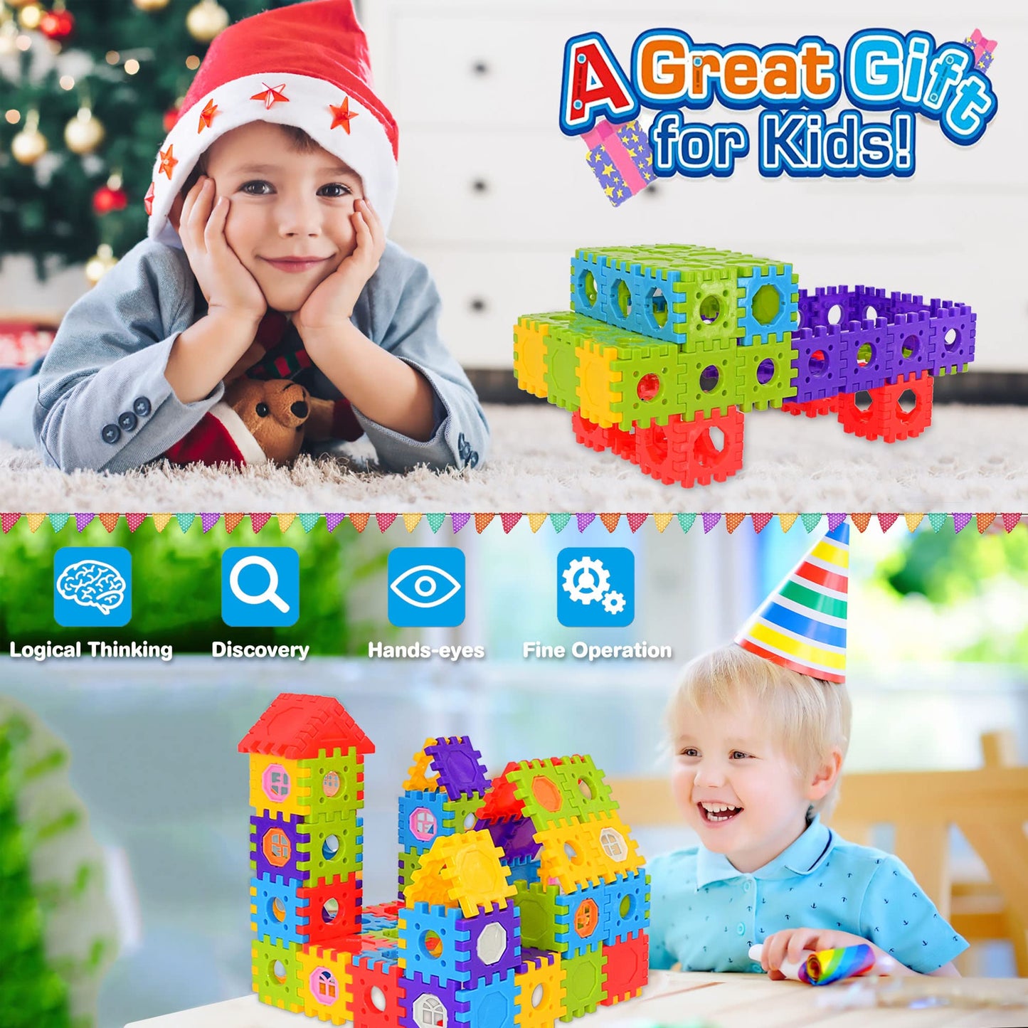 FUBAODA 180-Piece Building Blocks for Toddlers & Kids – STEM Interlocking Blocks