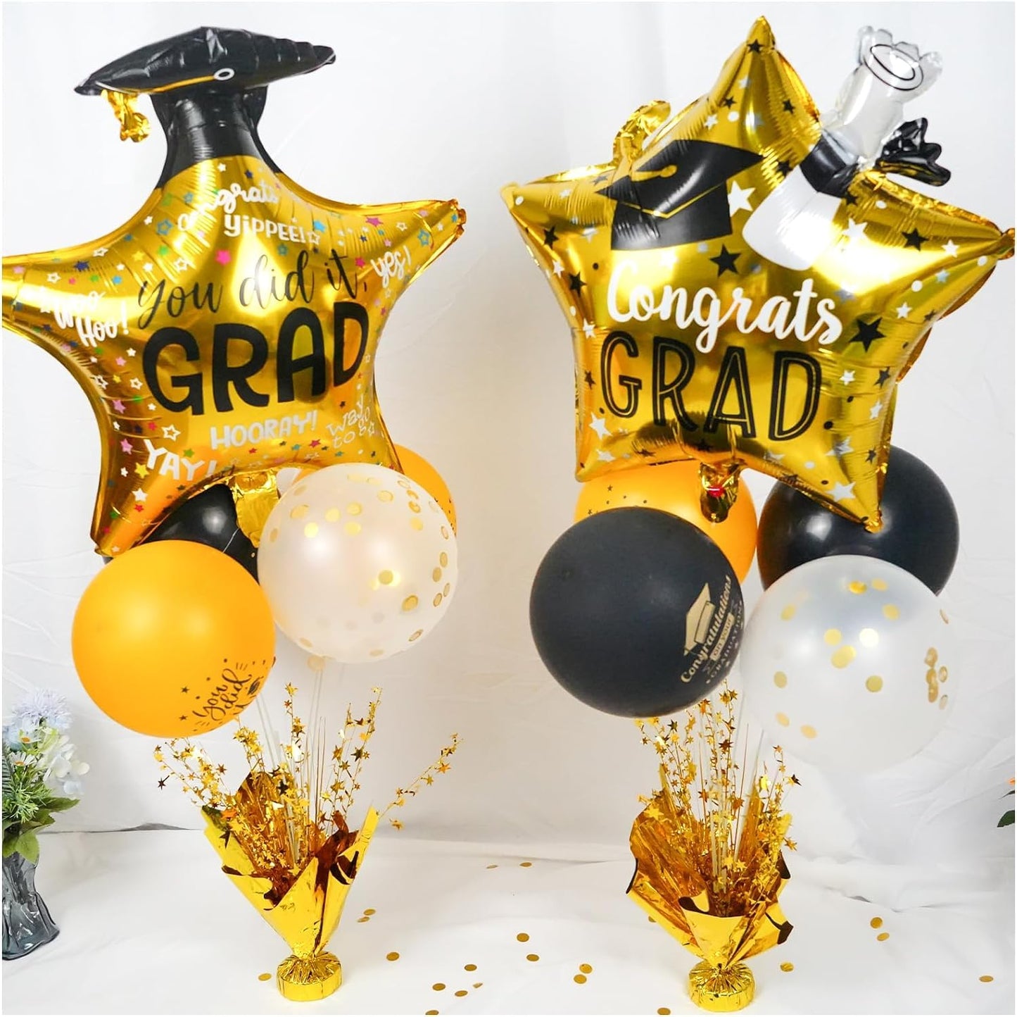 FUBININA Gold Star Spray Centerpieces 6-Pack – Metallic Foil Table Decor for Parties
