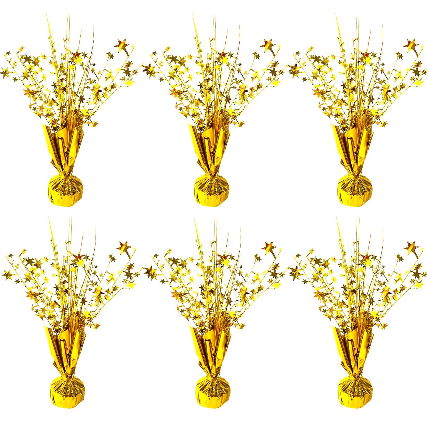 FUBININA Gold Star Spray Centerpieces 6-Pack – Metallic Foil Table Decor for Parties