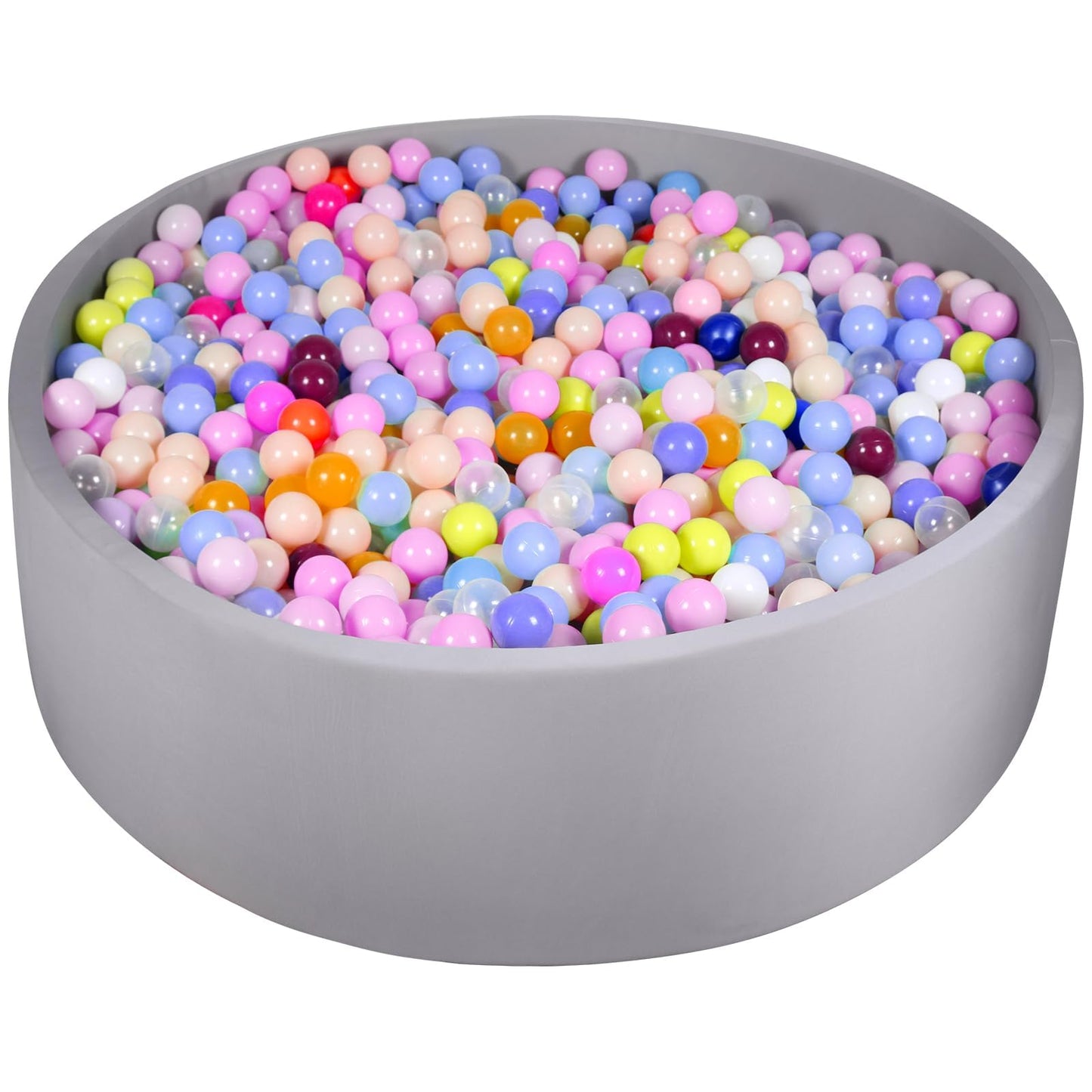 FUBOTRAD Ball Pit for Balls 47.2in x 13.7in Round Foam Ball Pit – Indoor Soft Play for Kids (Balls Not Included) Light Gray