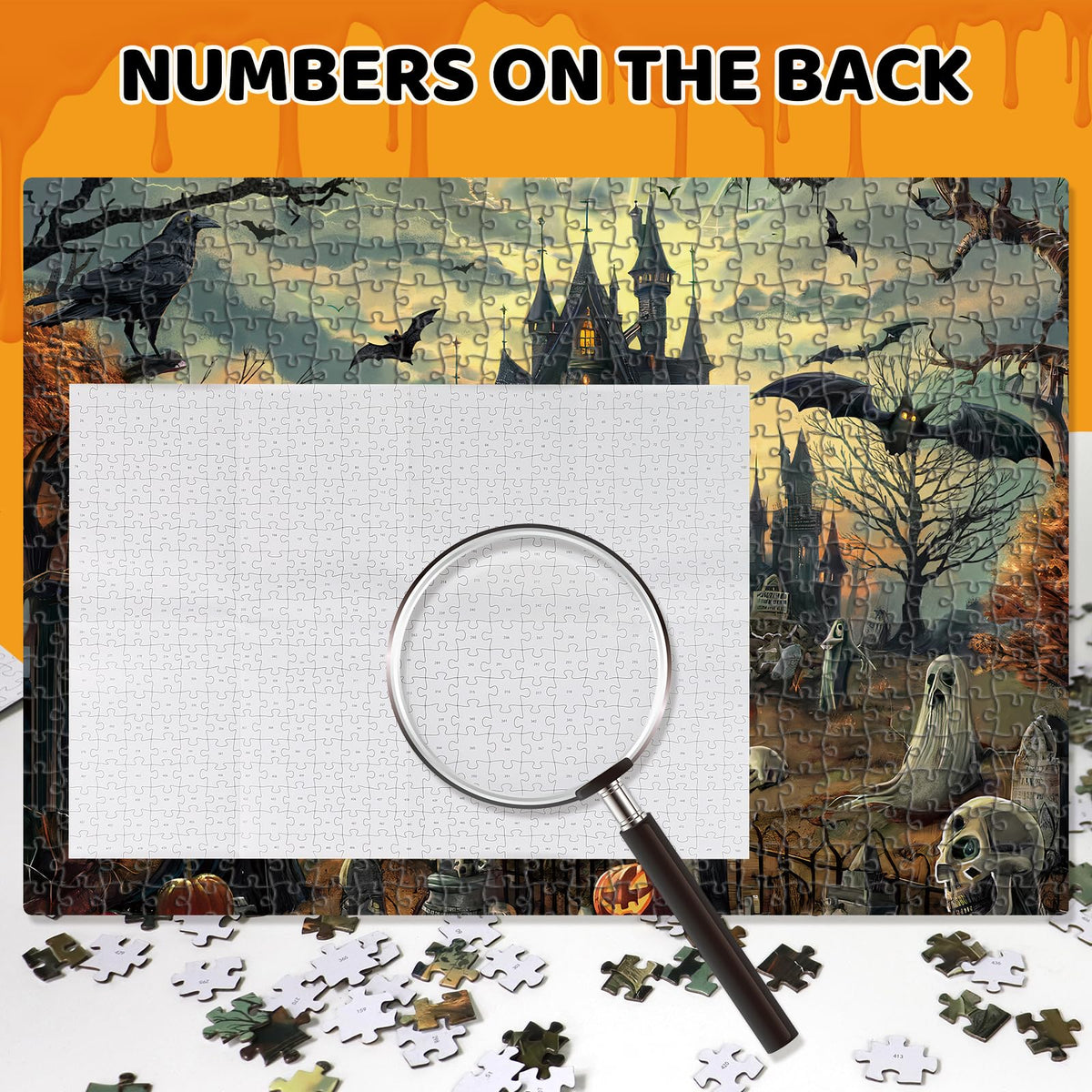 Fudragtn 500 Piece Jigsaw Puzzle for Adults – The Witch's Castle (14x20 inches) – Eco-Friendly Halloween Gift