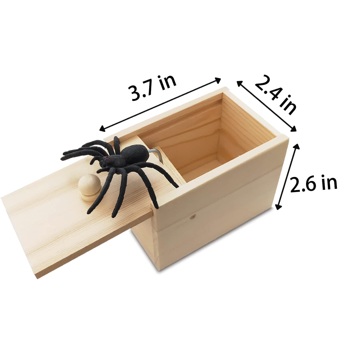 Fudragtn Fake Spider in a Box Prank Gift – Handmade Wooden Pop-Out Surprise for Halloween