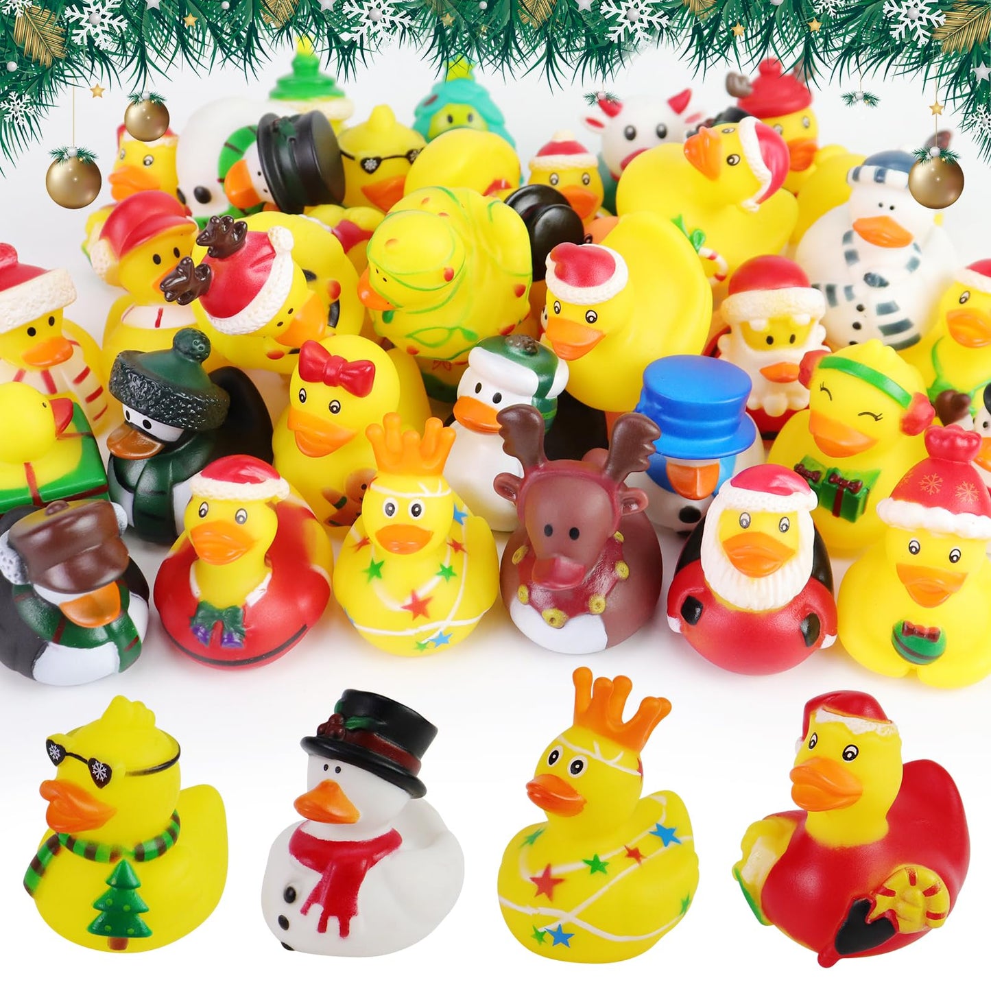 Fudragtn 36Pcs Christmas Rubber Ducks in Bulk – 2-Inch Mini Bath Toys