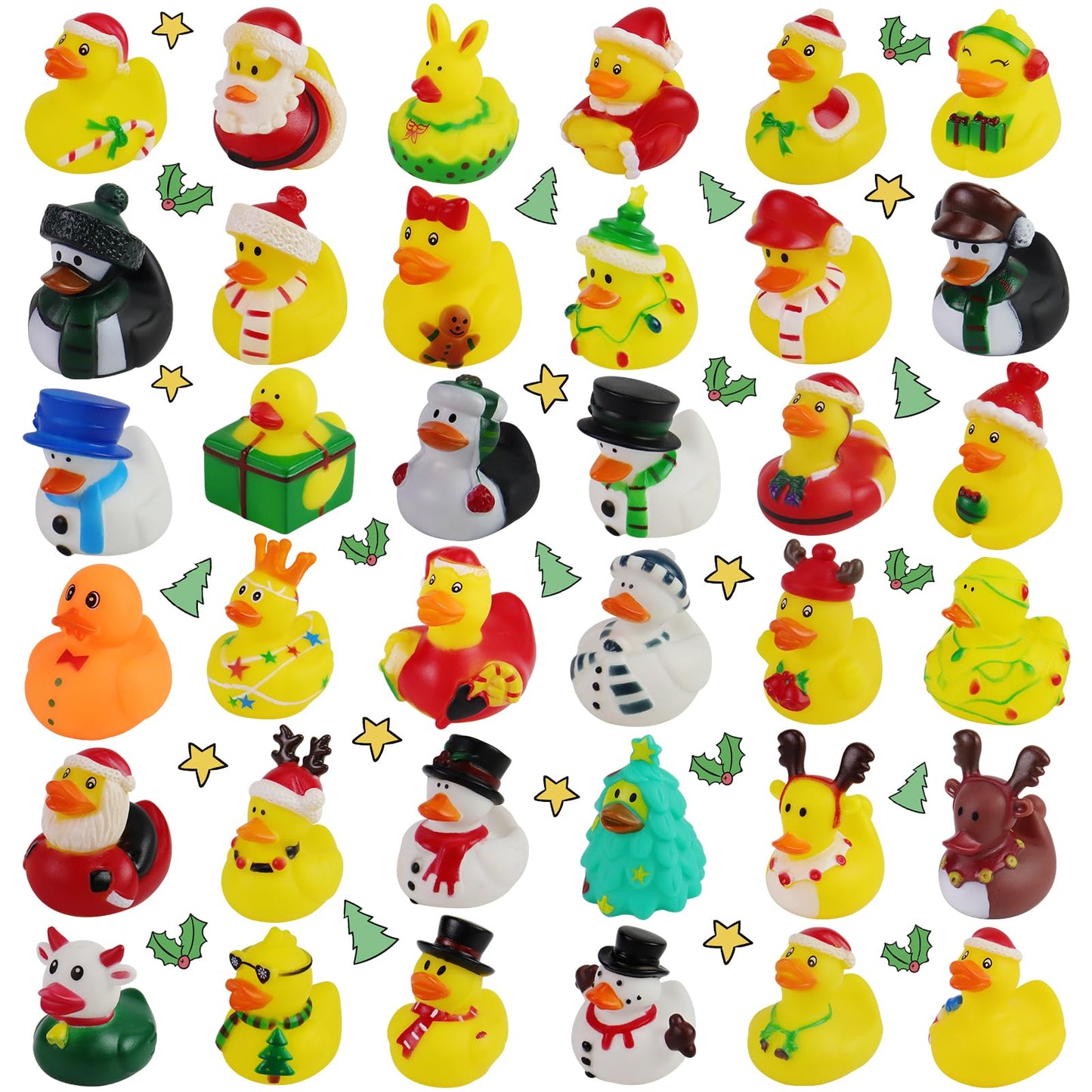 Fudragtn 36Pcs Christmas Rubber Ducks in Bulk – 2-Inch Mini Bath Toys