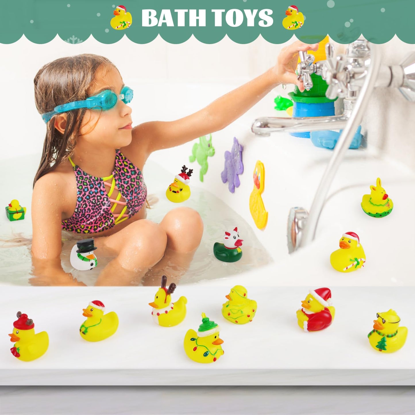Fudragtn 36Pcs Christmas Rubber Ducks in Bulk – 2-Inch Mini Bath Toys