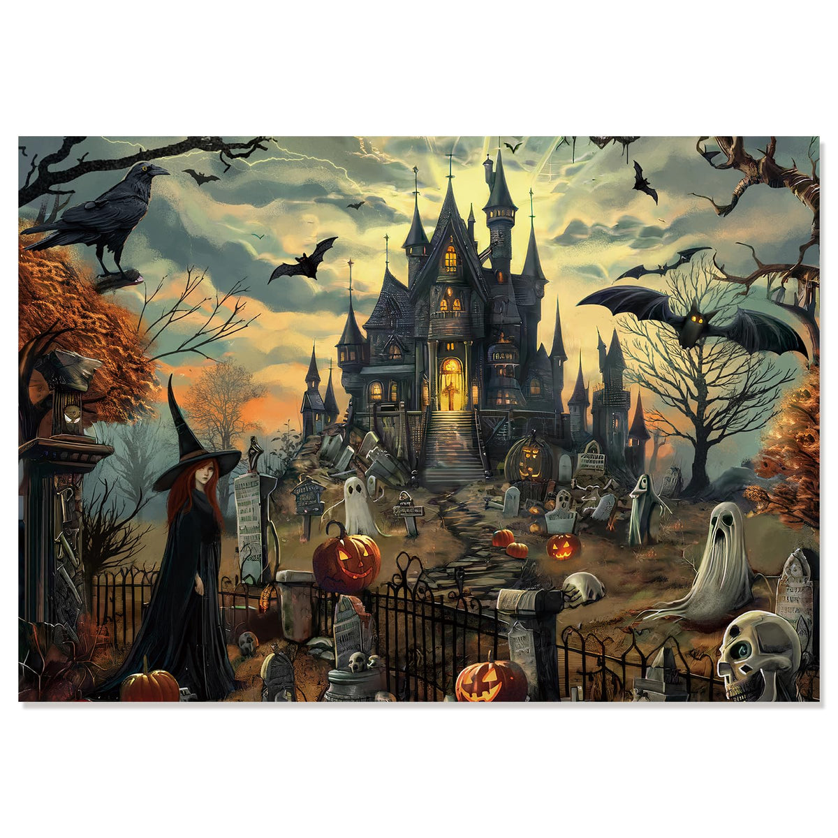 Fudragtn 500 Piece Jigsaw Puzzle for Adults – The Witch's Castle (14x20 inches) – Eco-Friendly Halloween Gift