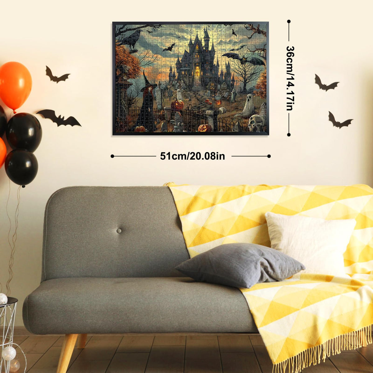Fudragtn 500 Piece Jigsaw Puzzle for Adults – The Witch's Castle (14x20 inches) – Eco-Friendly Halloween Gift