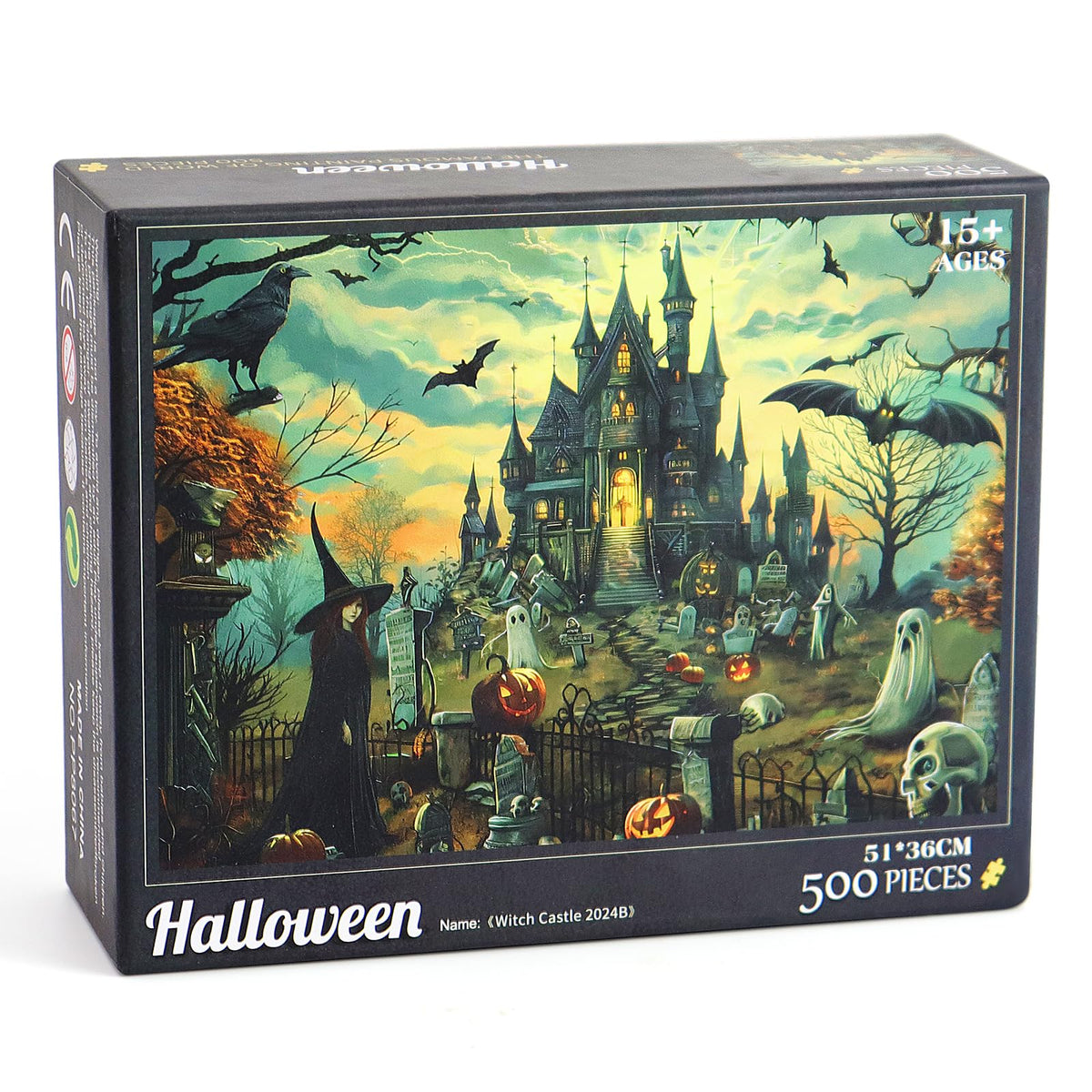 Fudragtn 500 Piece Jigsaw Puzzle for Adults – The Witch's Castle (14x20 inches) – Eco-Friendly Halloween Gift