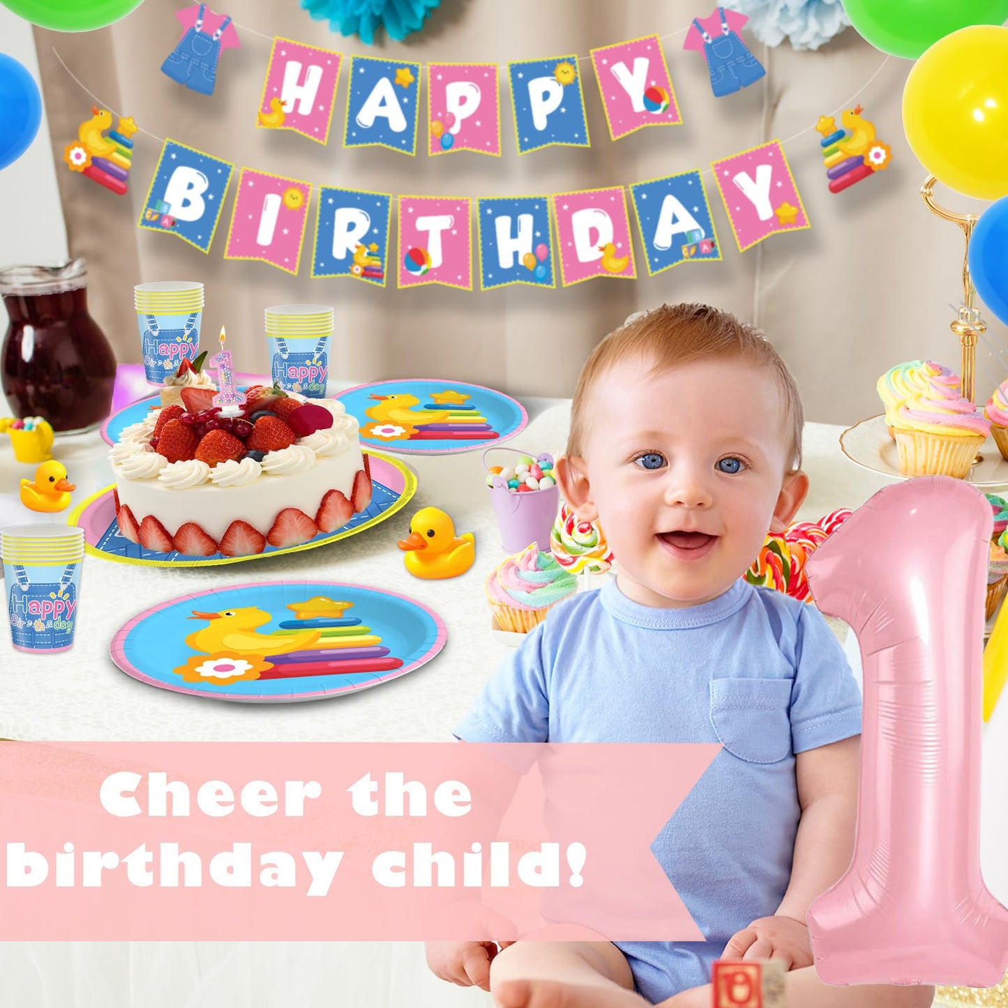 Fufuddz English Teacher Rainbow Birthday Party Supplies — Plates, Napkins & Decor for 24 Guests