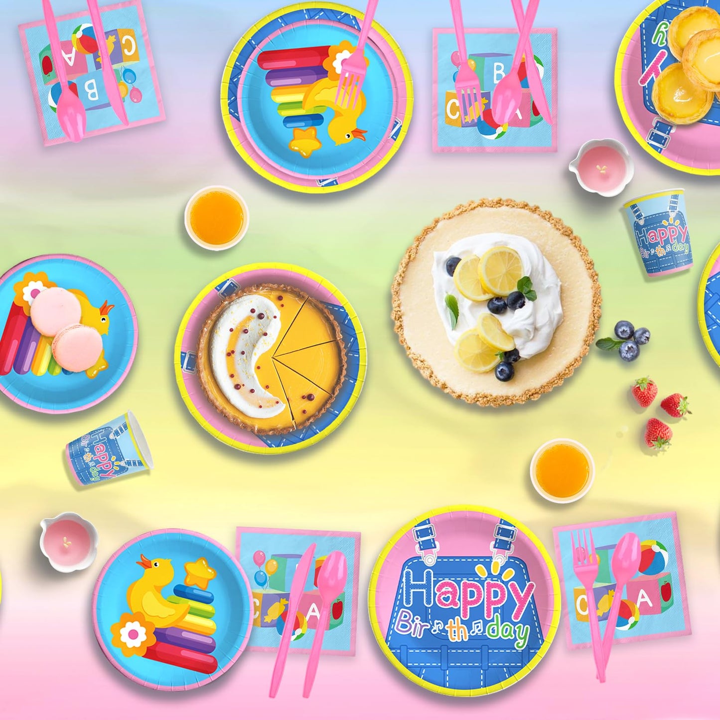 Fufuddz English Teacher Rainbow Birthday Party Supplies — Plates, Napkins & Decor for 24 Guests
