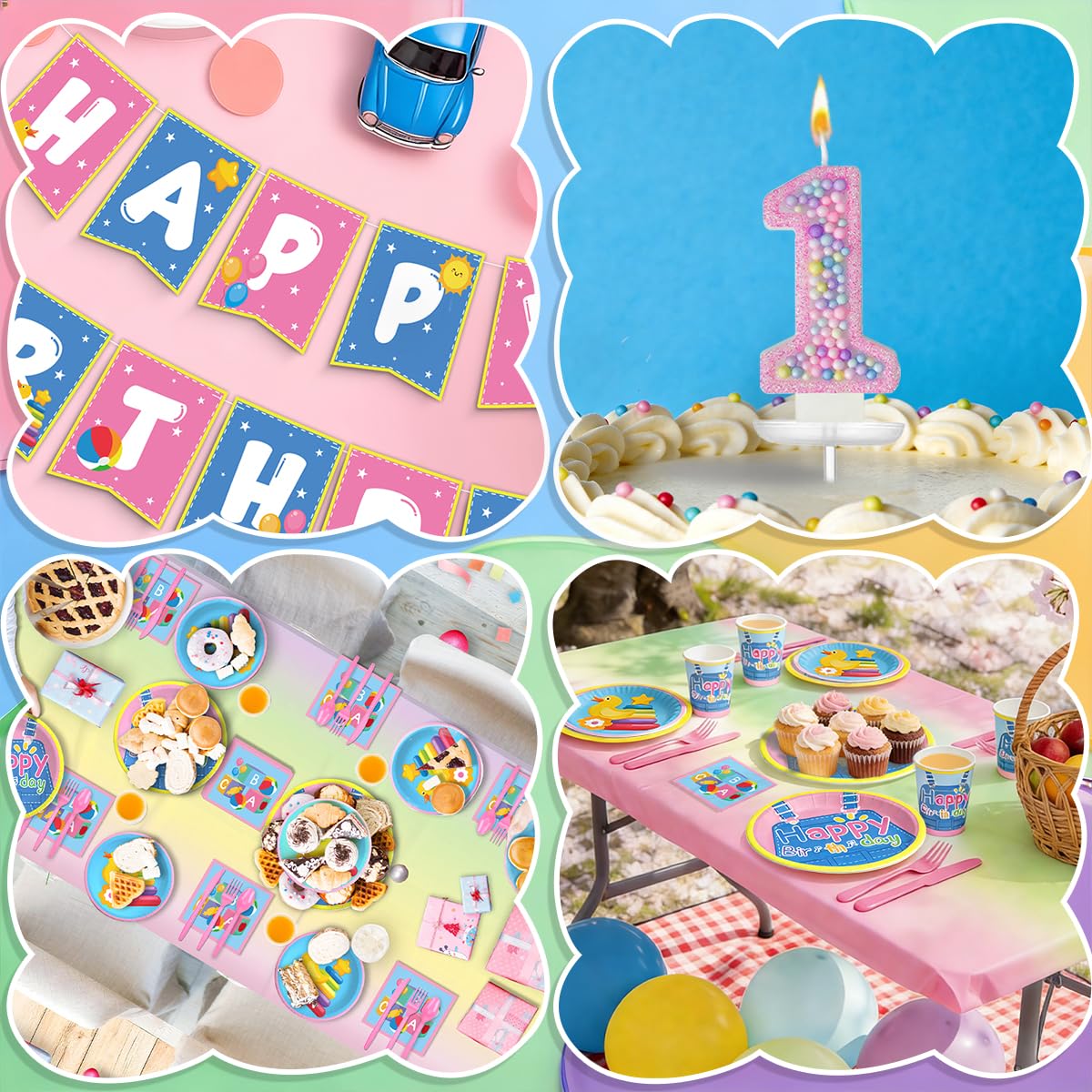 Fufuddz English Teacher Rainbow Birthday Party Supplies — Plates, Napkins & Decor for 24 Guests