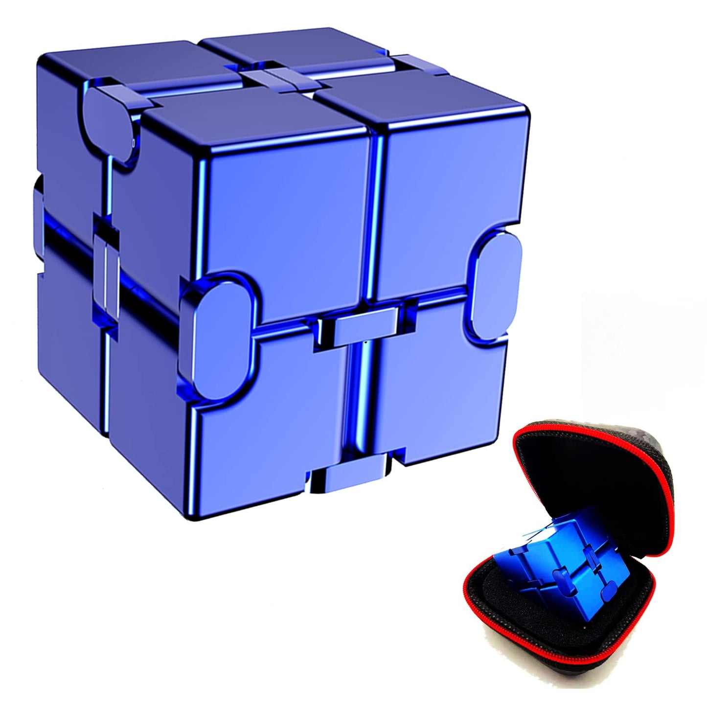 FUFUYOU Infinity Cube – Aluminum Fidget Toy for Focus (Blue)