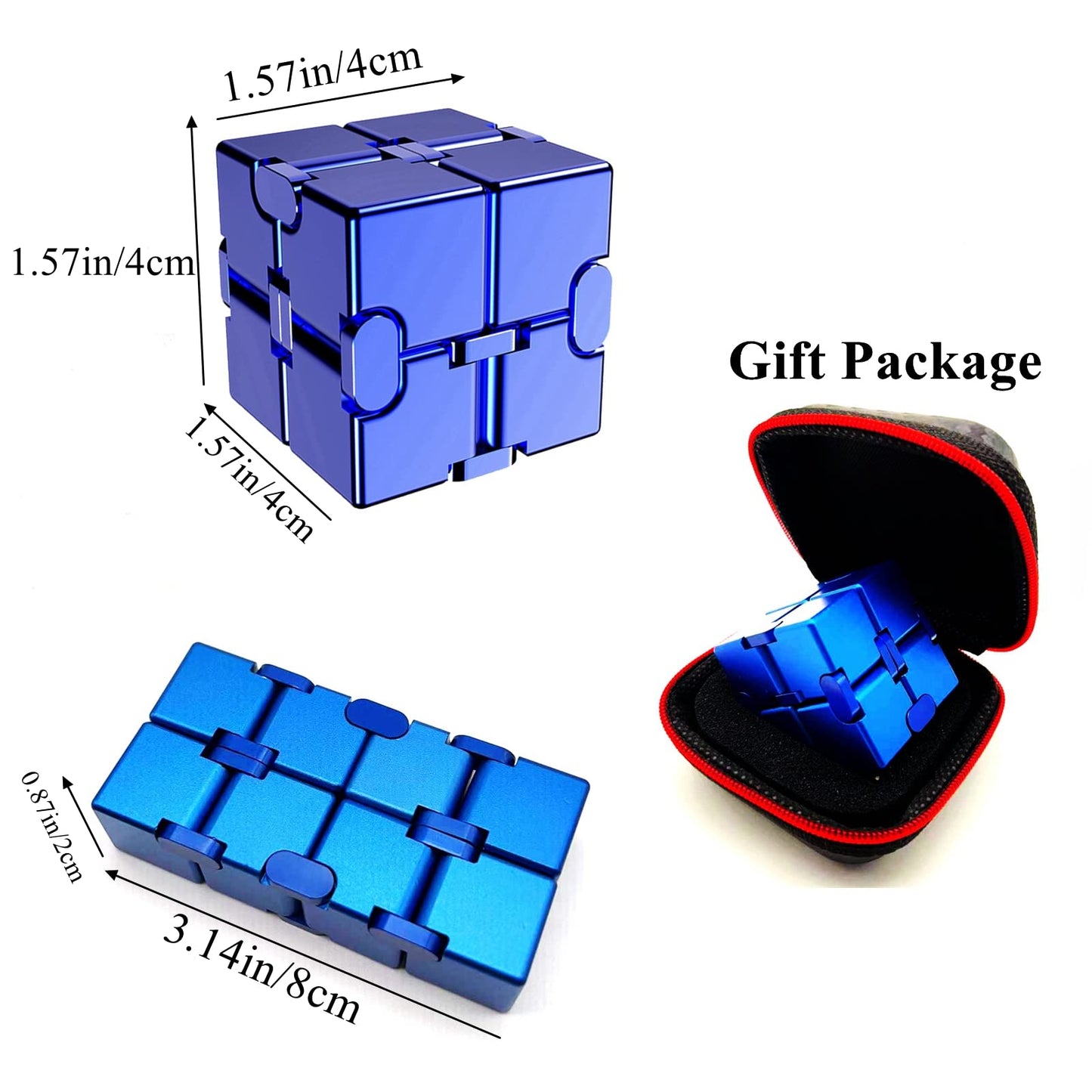 FUFUYOU Infinity Cube – Aluminum Fidget Toy for Focus (Blue)
