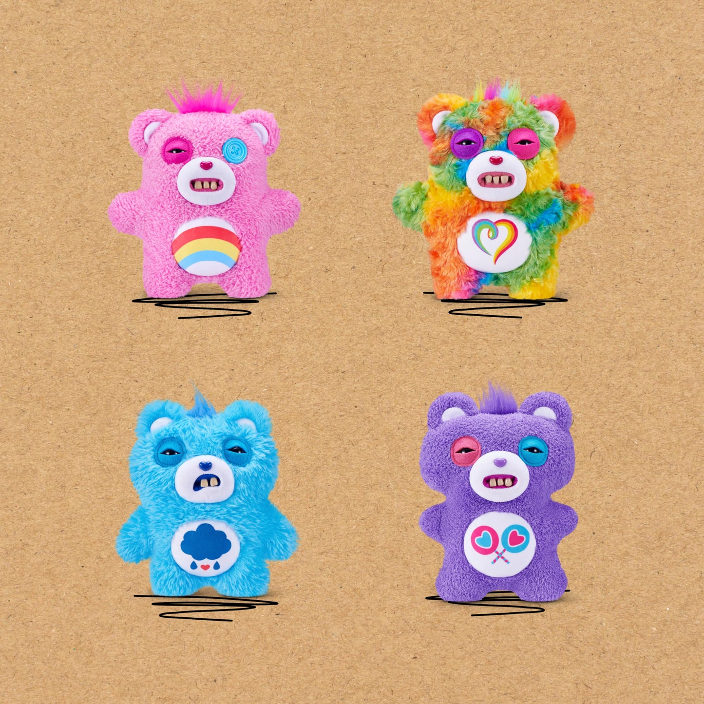 Fuggler Care Bears 9-Inch Plush Toy (Cheer Bear) by ZURU – Funny Ugly Monster Plush for Collectors