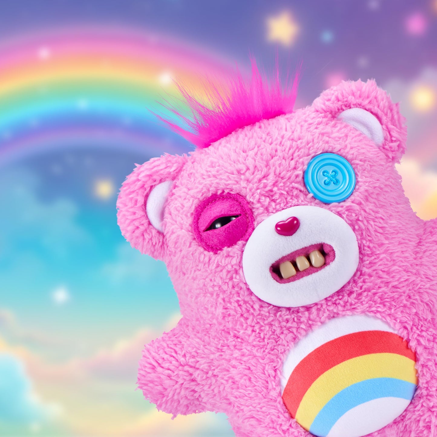 Fuggler Care Bears 9-Inch Plush Toy (Cheer Bear) by ZURU – Funny Ugly Monster Plush for Collectors