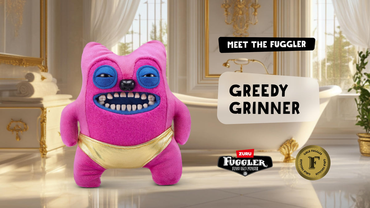 Fuggler Gold Fuggs by ZURU - 9-Inch Collectible Plush Monster (Greedy Grinner - Pants)