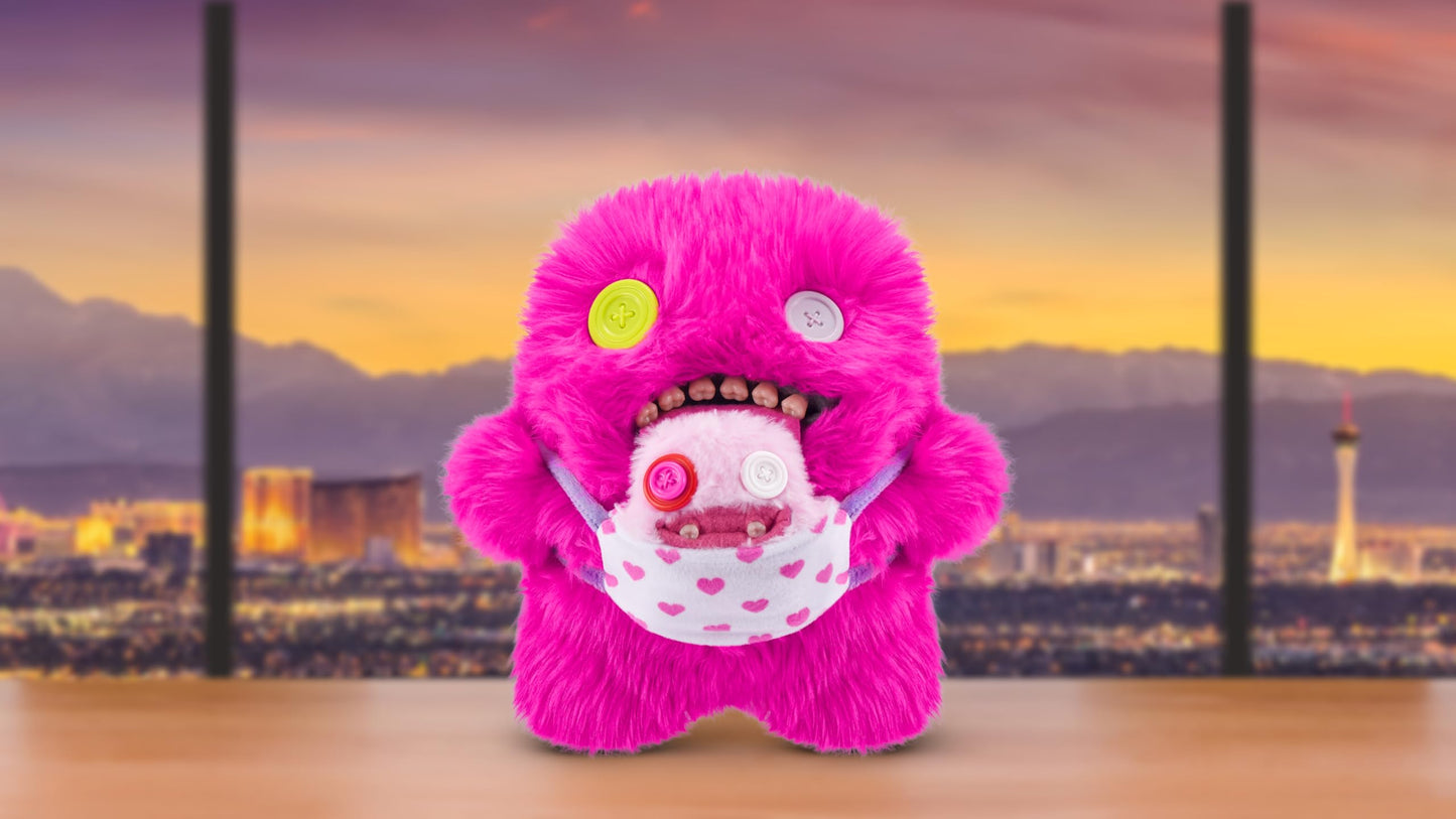 Fuggler Mini Rascals 9-Inch Assortment Series 1: Double Trouble – Oogah Boogah Pink Long Pile Plush by ZURU