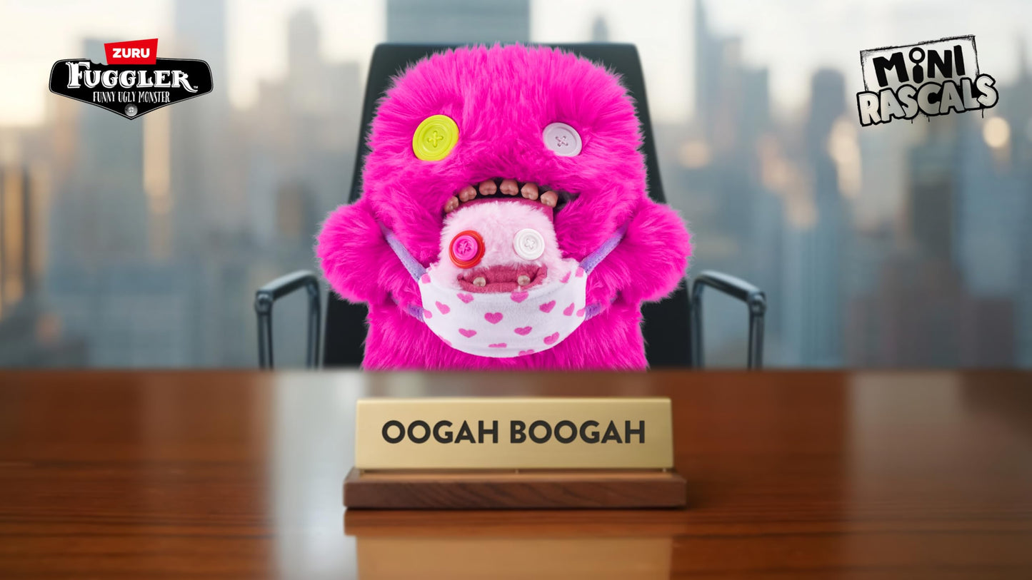 Fuggler Mini Rascals 9-Inch Assortment Series 1: Double Trouble – Oogah Boogah Pink Long Pile Plush by ZURU