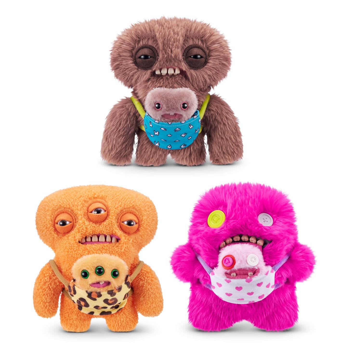 Fuggler Mini Rascals Series 1: 9-Inch Squidge Brown Long Pile Plush by ZURU | Double Trouble Ugly Monster Toy