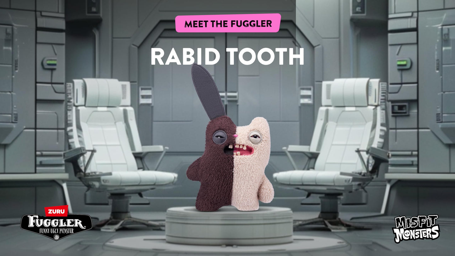 Fuggler Misfit Monsters Series 1 9-inch Plush by ZURU – Rabid Tooth (Brown & Beige)