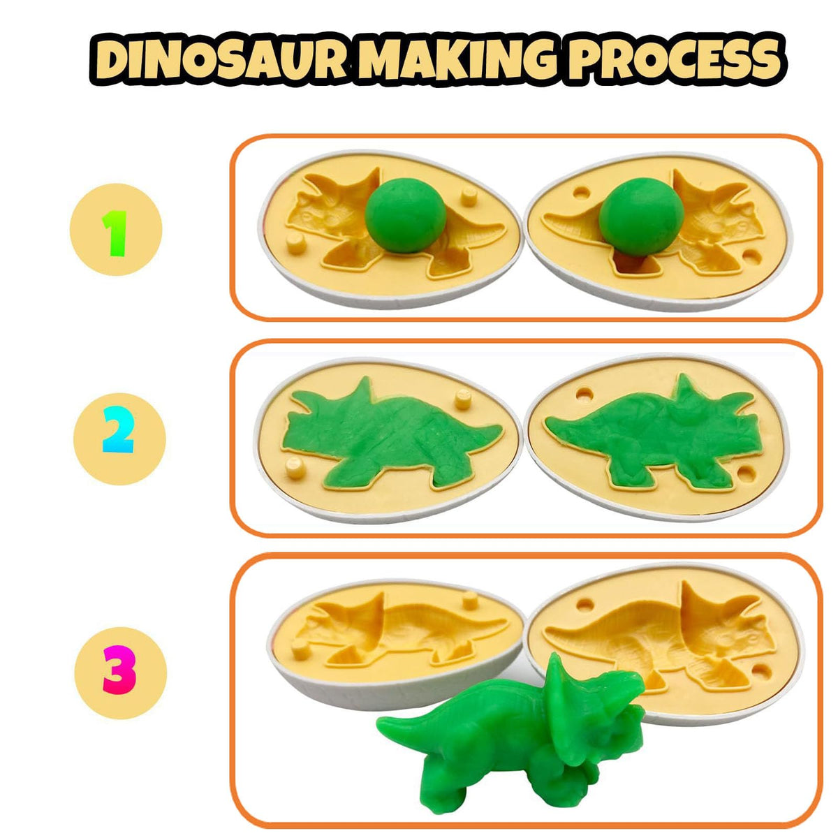 Fuijeuj Playdough Dinosaur Eggs Set – 5 Molds, 12 Colors for Kids Aged 4-8