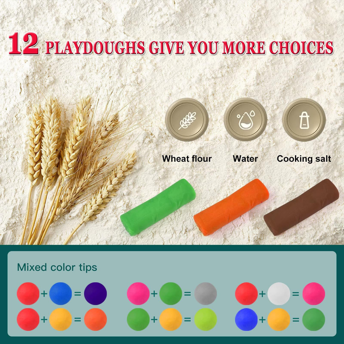 Fuijeuj Playdough Dinosaur Eggs Set – 5 Molds, 12 Colors for Kids Aged 4-8