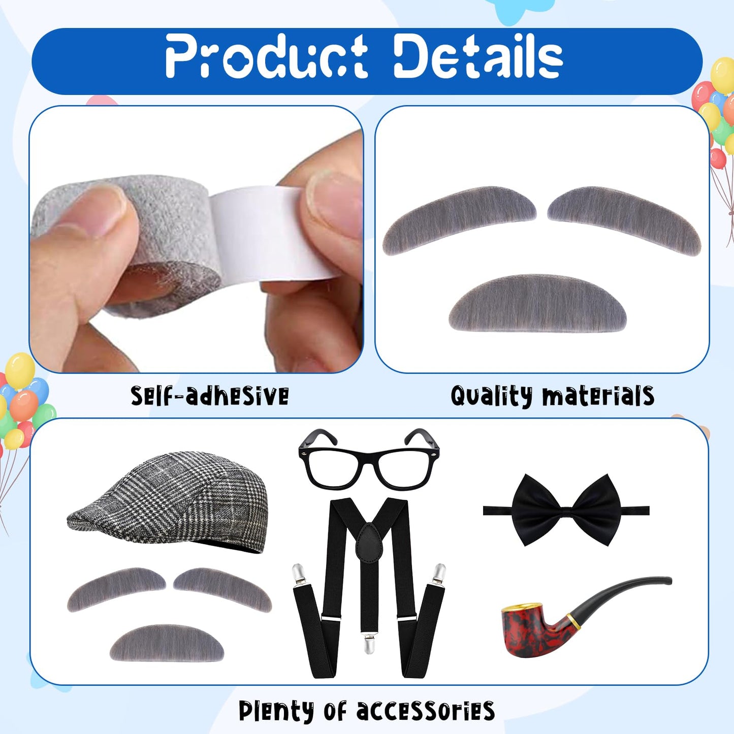 fulasiteu 100 Days of School Costume for Boys – Grandpa Vest Set with Hat & Glasses