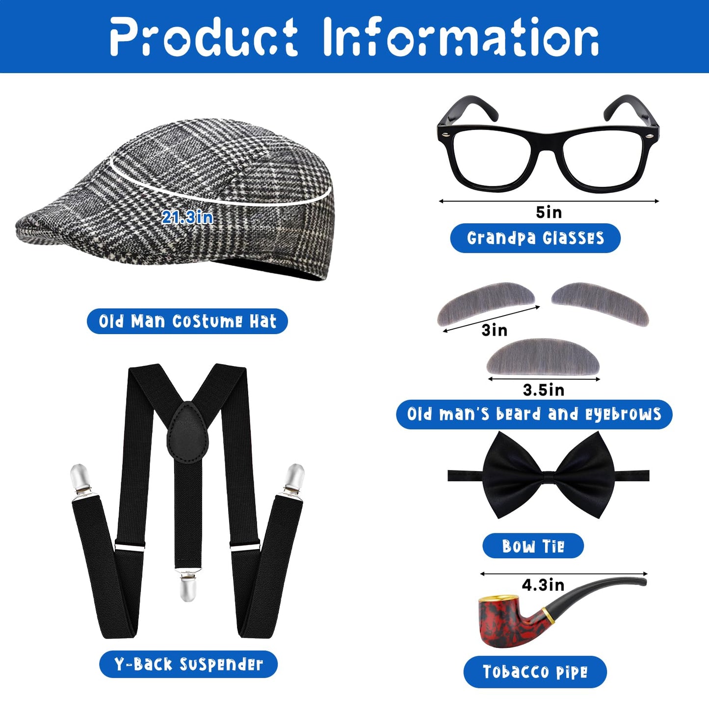 fulasiteu 100 Days of School Costume for Boys – Grandpa Vest Set with Hat & Glasses