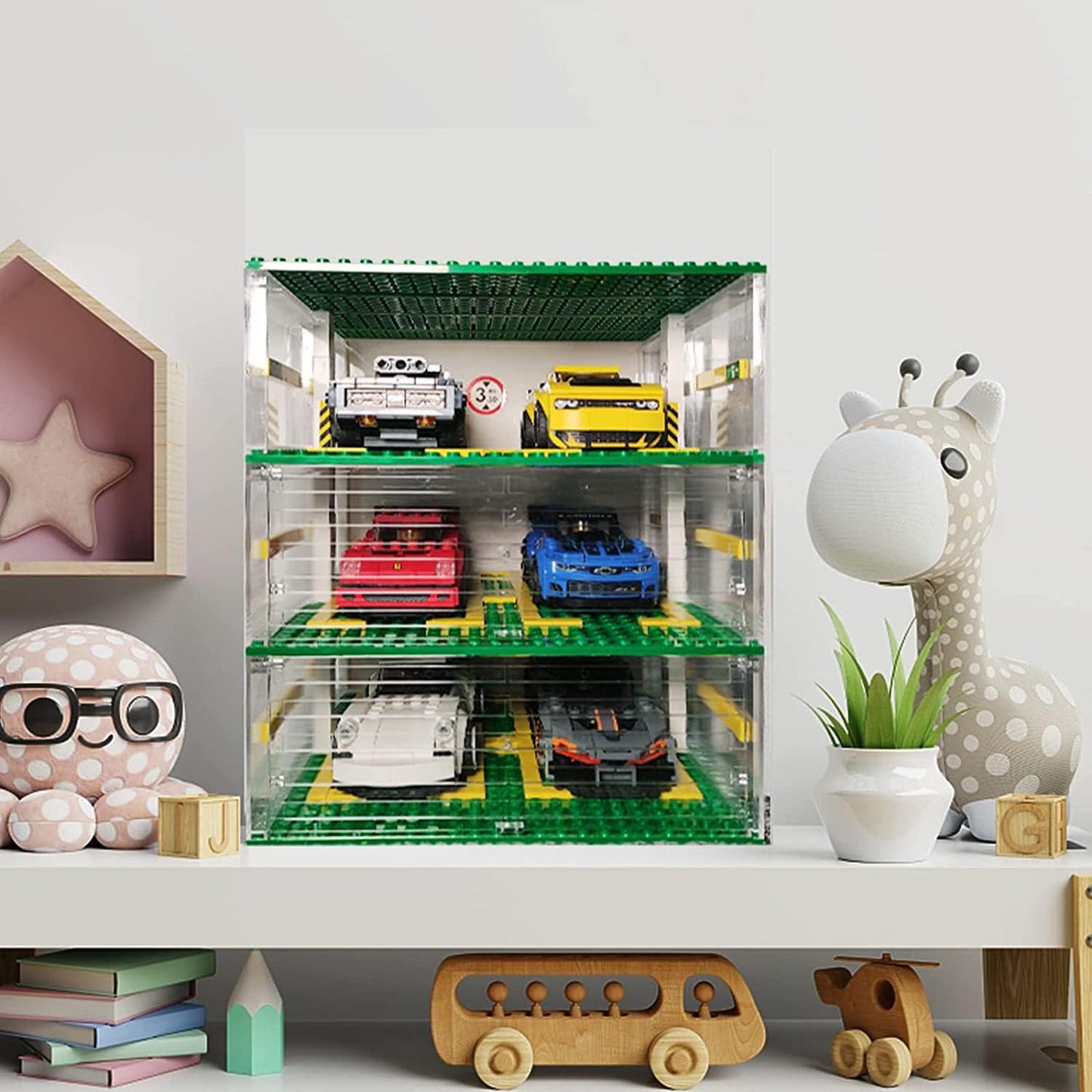 FULHOLPE 3-Layer Parking Garage for Speed Champions – DIY Display Case (Car Not Included)