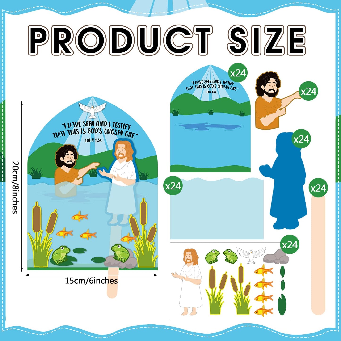 Fullhawl 24 Pcs Jesus Baptism Crafts – Bible Activities for Sunday School & Home