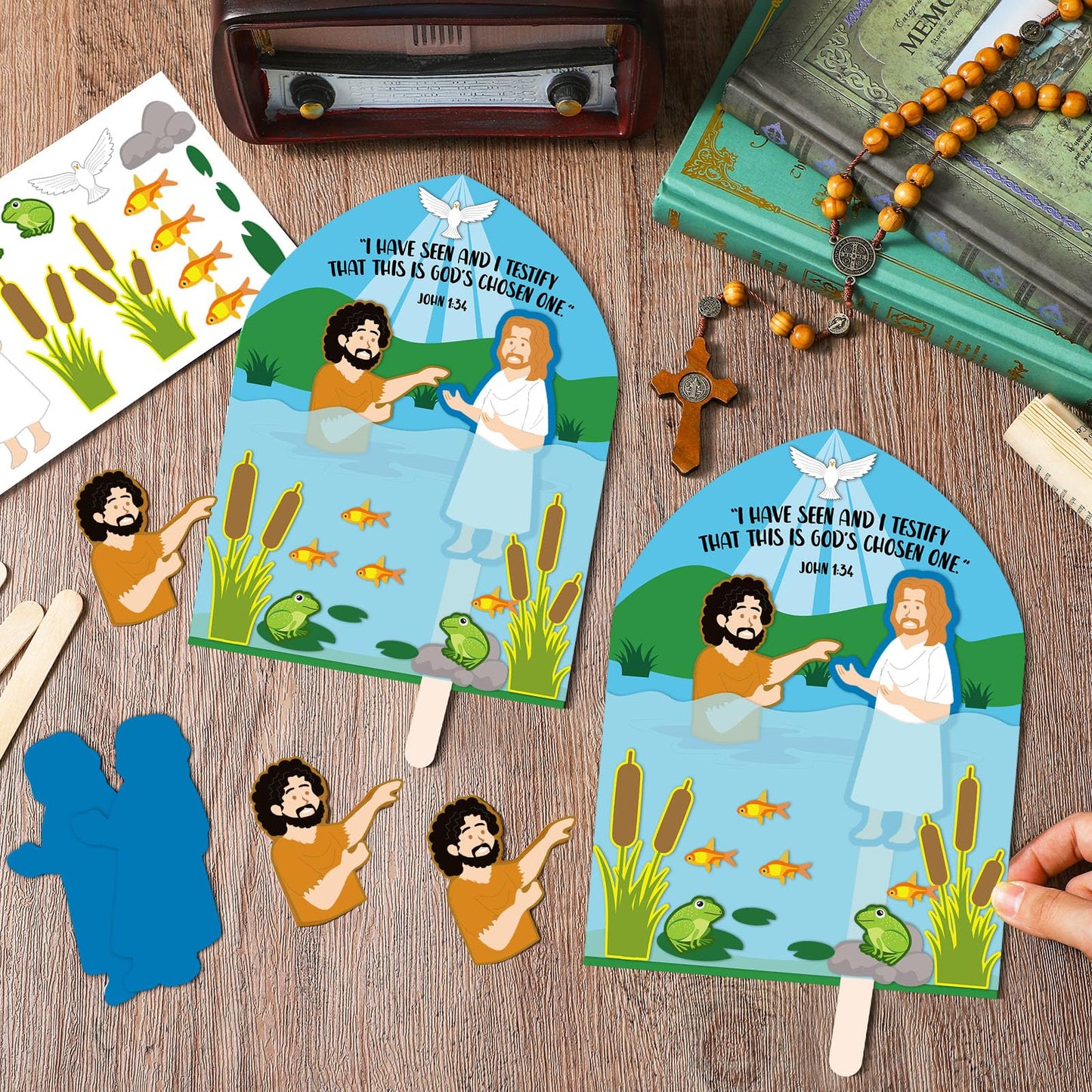 Fullhawl 24 Pcs Jesus Baptism Crafts – Bible Activities for Sunday School & Home