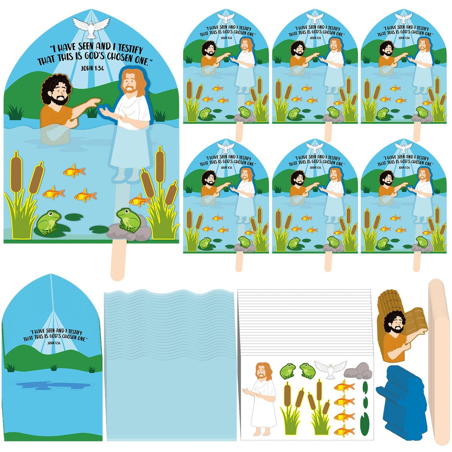 Fullhawl 24 Pcs Jesus Baptism Crafts – Bible Activities for Sunday School & Home