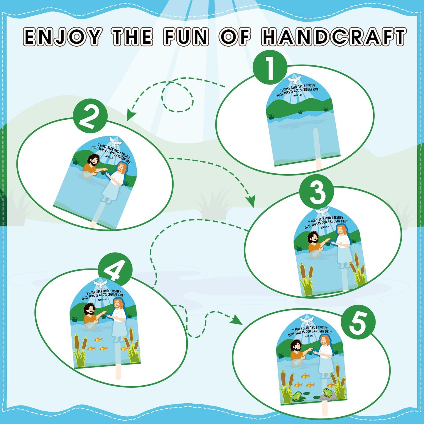 Fullhawl 24 Pcs Jesus Baptism Crafts – Bible Activities for Sunday School & Home