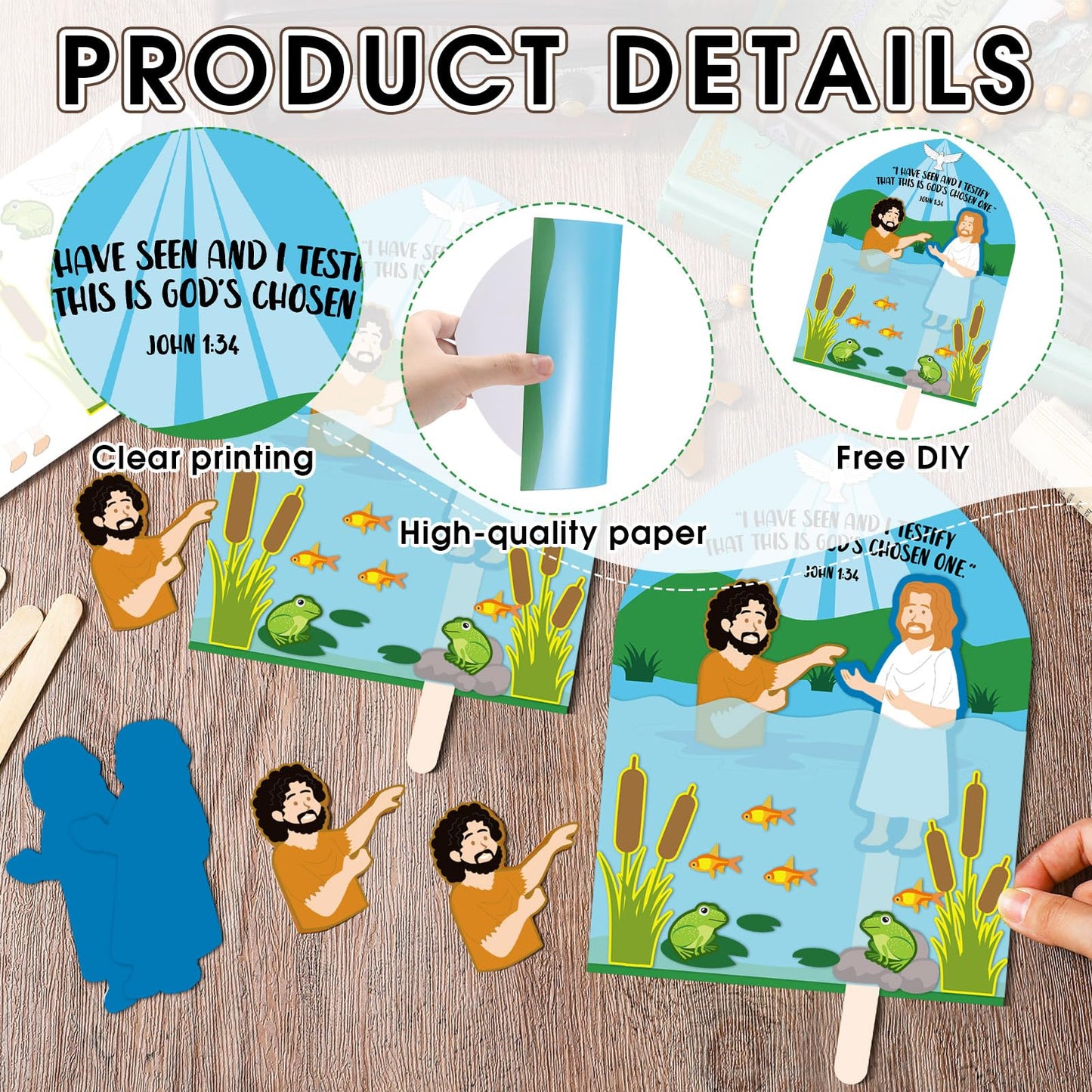 Fullhawl 24 Pcs Jesus Baptism Crafts – Bible Activities for Sunday School & Home