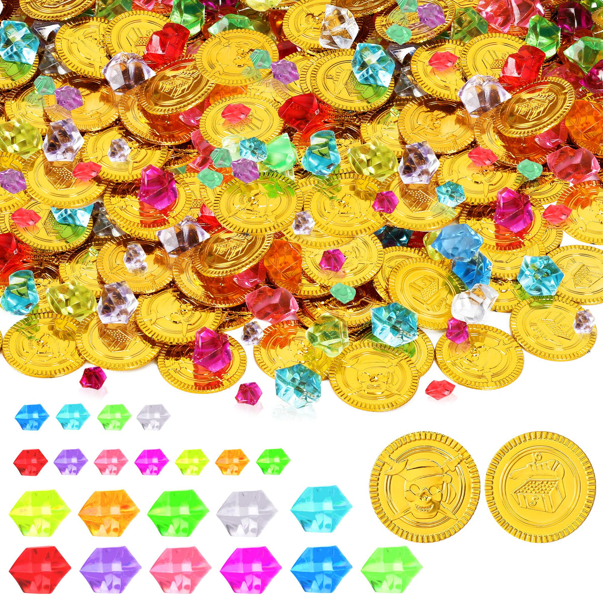 FULLIVE 300 PCS Pirate Halloween Coins – Gold Plastic Doubloons for Treasure Hunts