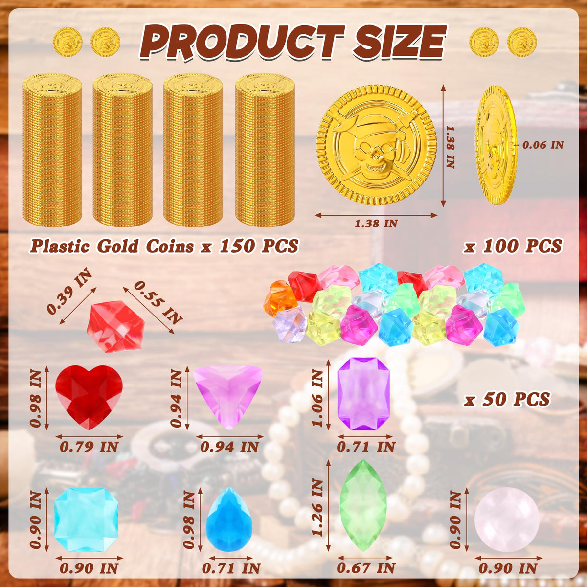 FULLIVE 300 PCS Pirate Halloween Coins – Gold Plastic Doubloons for Treasure Hunts