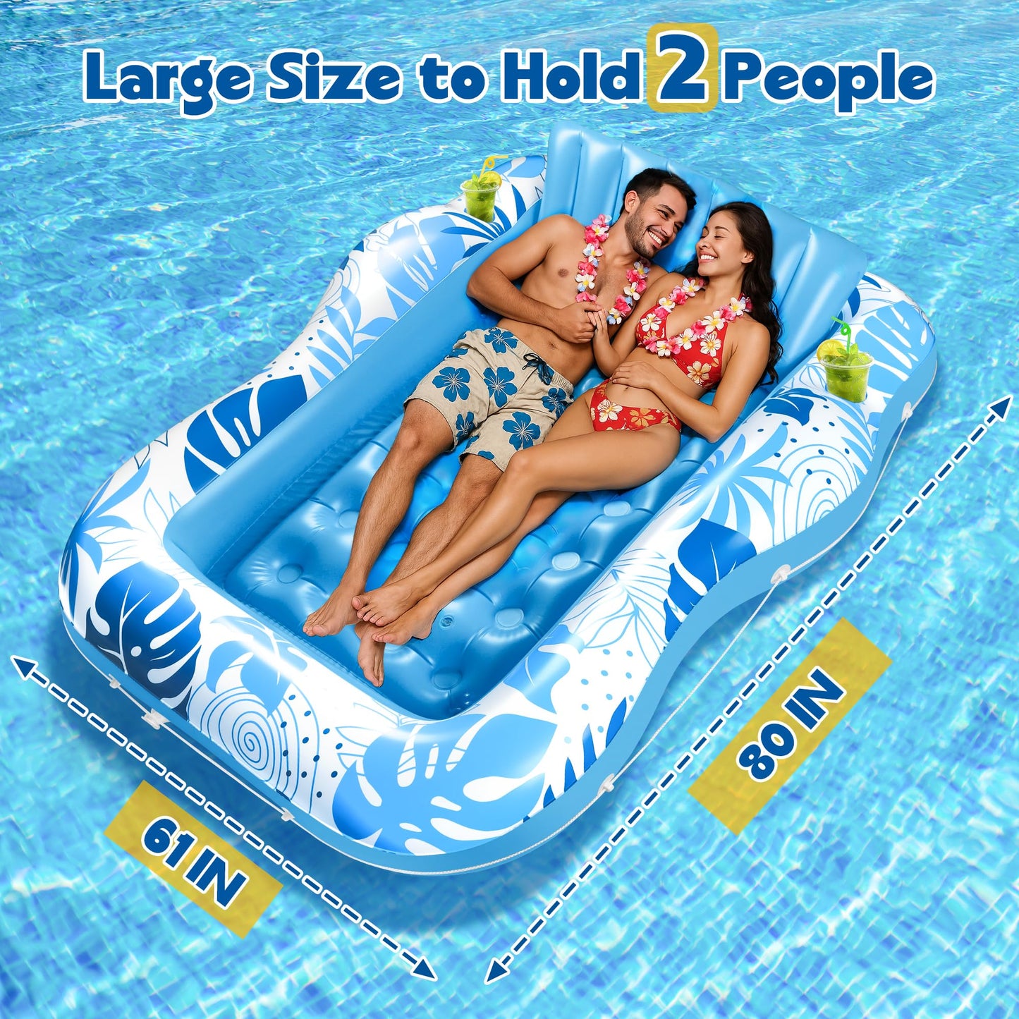 FULLIVE Tanning Pool Lounger – 80x61 inch 2-in-1 Sun Tub & Lounge Float