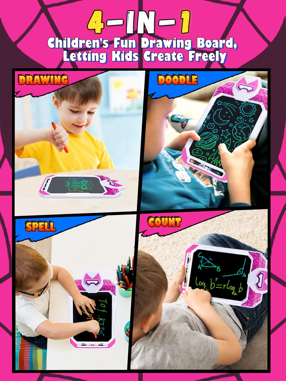 Fullware 10-Inch LCD Writing Tablet – Spider Hero for Kids
