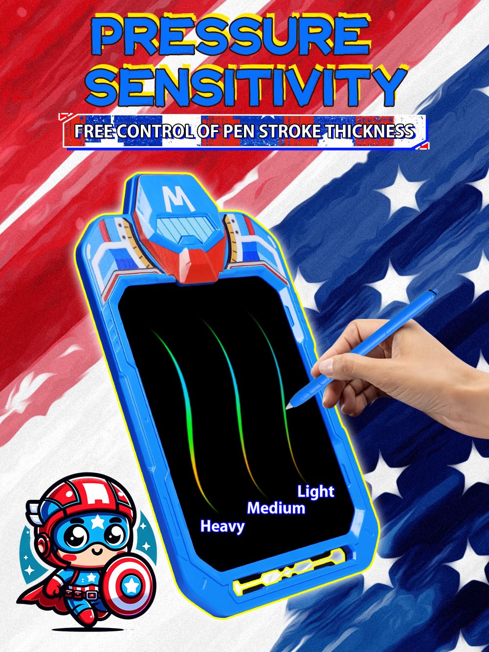 Fullware 10-Inch LCD Writing Tablet for Kids – Mech Iron Hero Doodle Board & Drawing Pad