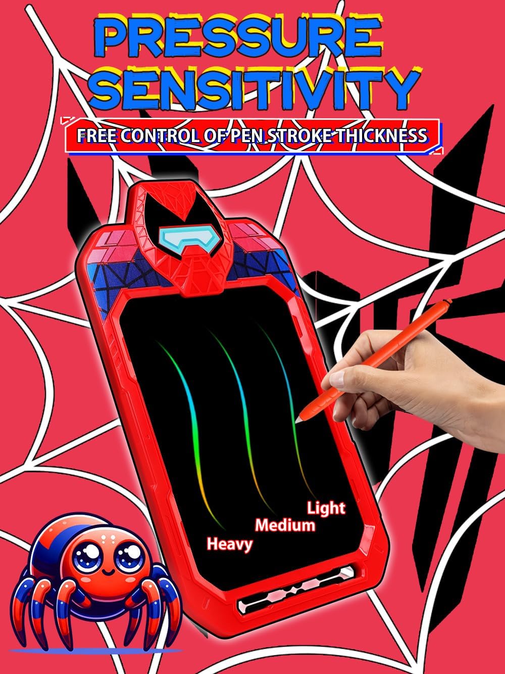 Fullware LCD Writing Tablet 10-inch Spider Hero for Kids – Doodle, Draw, Travel Toy