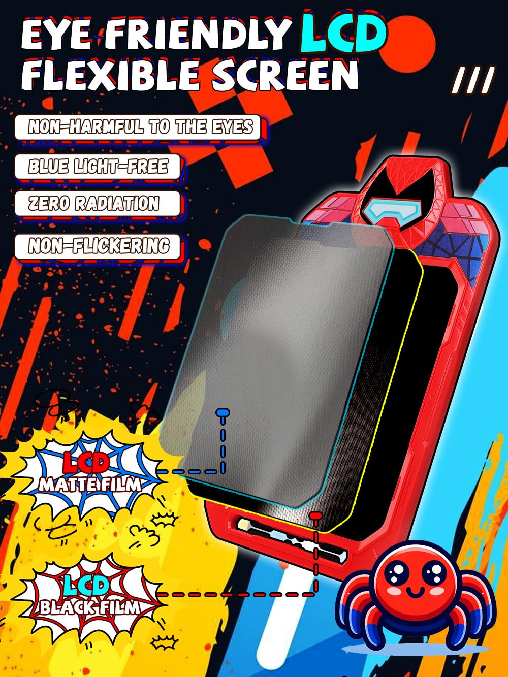Fullware LCD Writing Tablet 10-inch Spider Hero for Kids – Doodle, Draw, Travel Toy