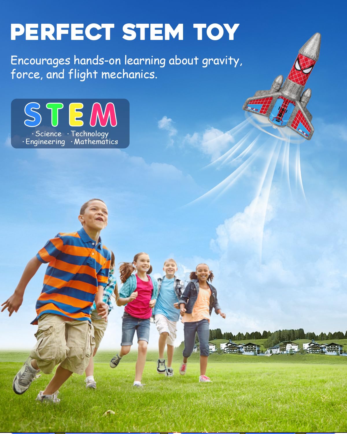 Fullware Rocket Launcher for Kids – 2nd Gen, 200ft Flight, Spider Pattern