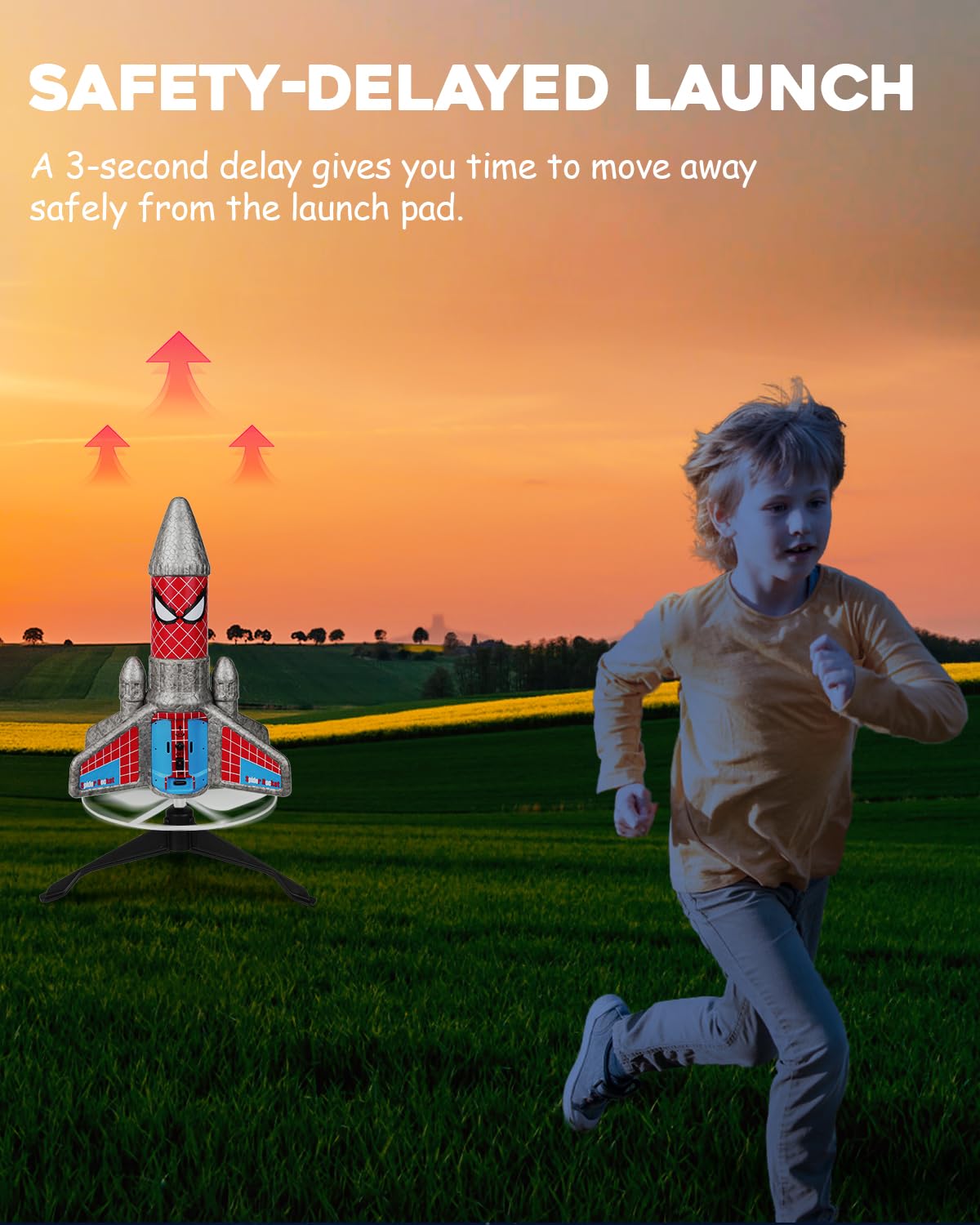 Fullware Rocket Launcher for Kids – 2nd Gen, 200ft Flight, Spider Pattern