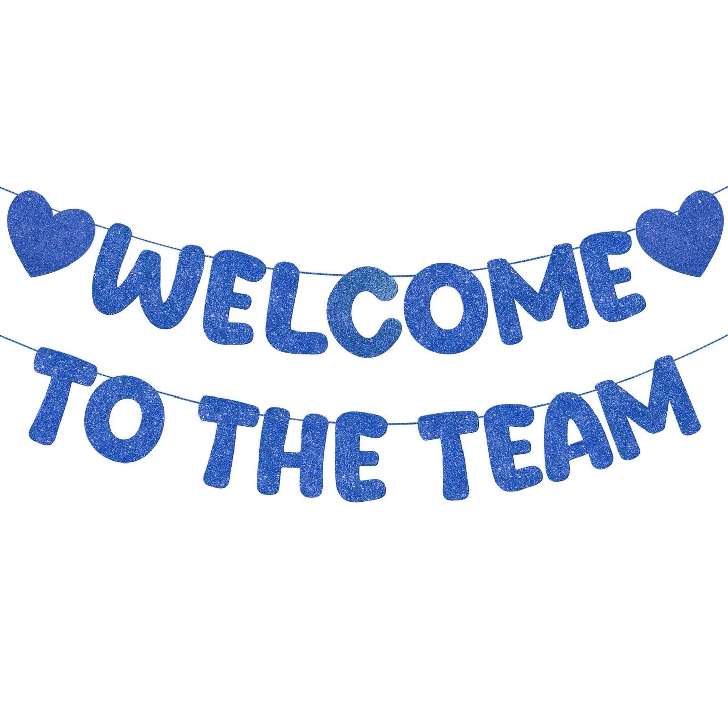 Fulmoon Pre Strung Welcome to The Team Banner - Navy Blue, Two Hearts