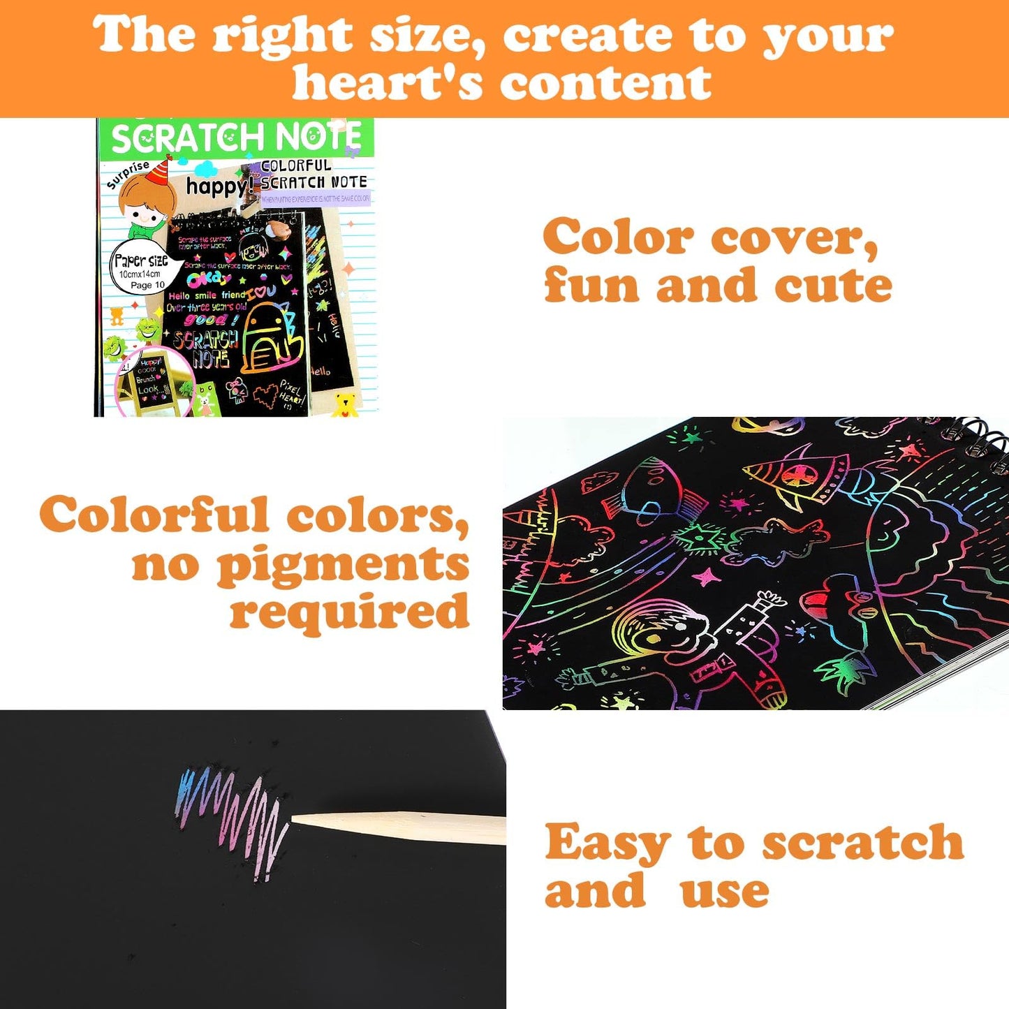 Fulmoon 60 Pcs Scratch Note Pads with Wooden Stylus – Rainbow Color Reveal Craft Kits