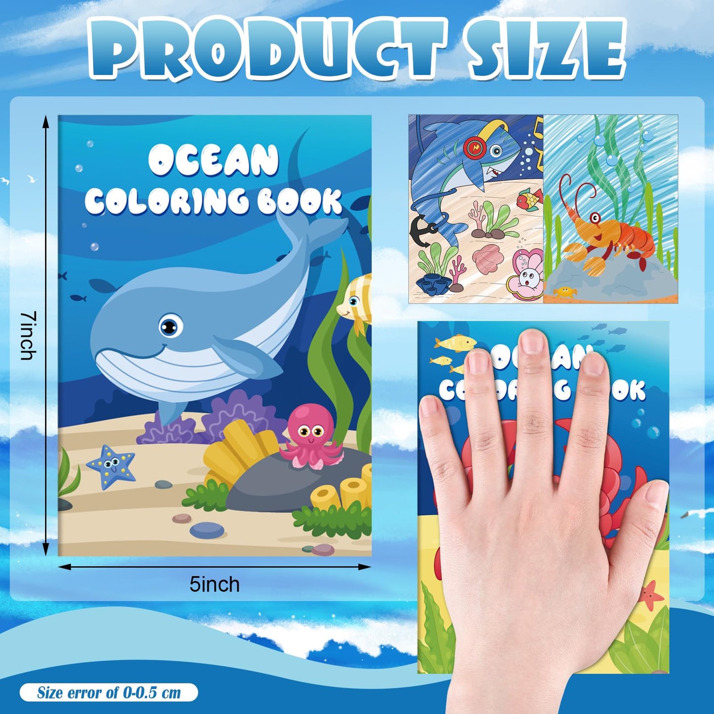 Fulmoon 144 Pcs Under the Sea Mini Coloring Books with Crayons for Kids | Ocean Animals Party Favors