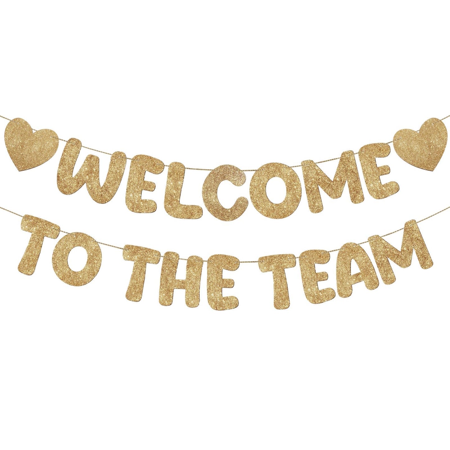 Fulmoon Pre Strung Welcome to the Team Banner – Champagne Gold, No DIY Needed | Glitter Office Decor